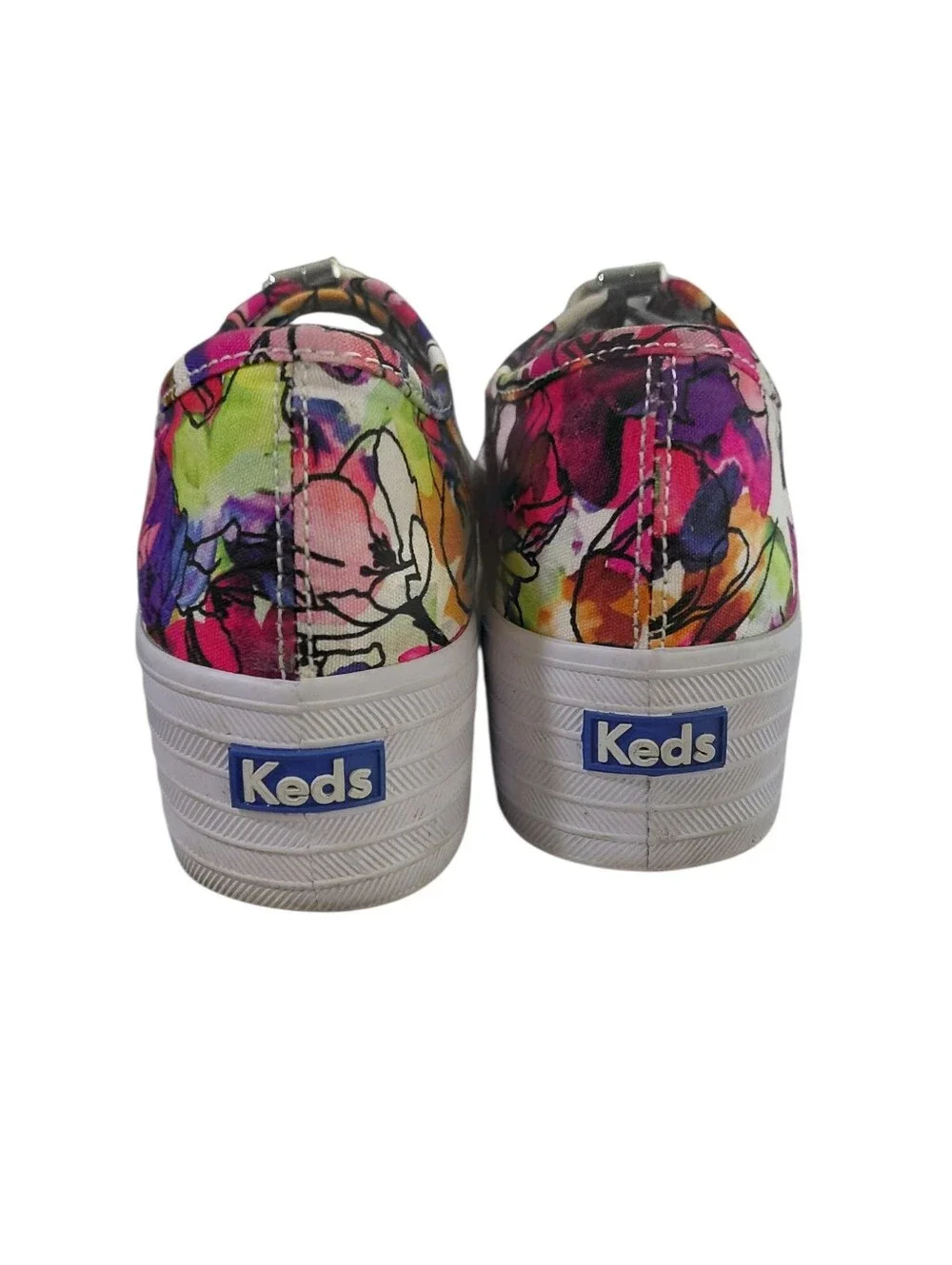 Keds Triple Up Floral Watercolor Platform Sneakers Women's Size 8 Lace Up Shoes